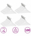 100 pcs Clothes Hanger Set Non-slip White Hardwood