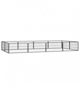 12-Panel Dog Playpen Black 100x50 cm Powder-coated Steel