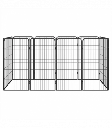 12-Panel Dog Playpen Black 50x100 cm Powder-coated Steel