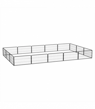 16-Panel Dog Playpen Black 100x50 cm Powder-coated Steel