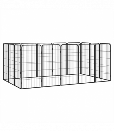 16-Panel Dog Playpen Black 50x100 cm Powder-coated Steel