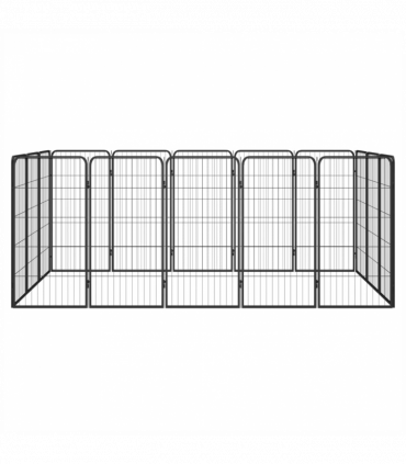 16-Panel Dog Playpen Black 50x100 cm Powder-coated Steel