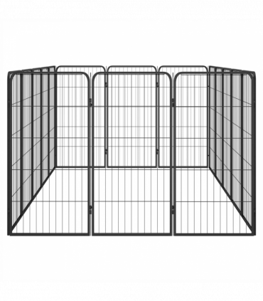 16-Panel Dog Playpen Black 50x100 cm Powder-coated Steel