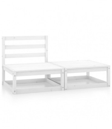 2 Piece Garden Lounge Set White Solid Pinewood