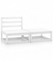 2 Piece Garden Lounge Set White Solid Pinewood