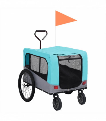 2-in-1 Pet Bike Trailer & Jogging Stroller Blue and Grey