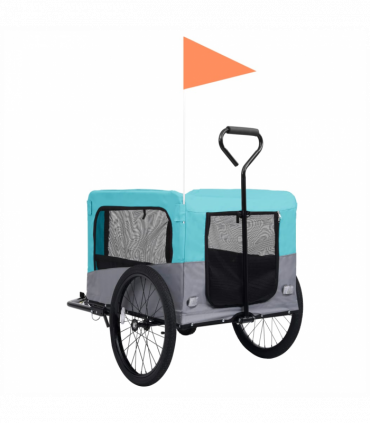 2-in-1 Pet Bike Trailer & Jogging Stroller Blue and Grey