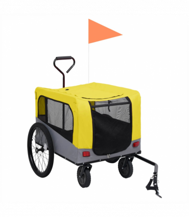 2-in-1 Pet Bike Trailer & Jogging Stroller Yellow and Grey