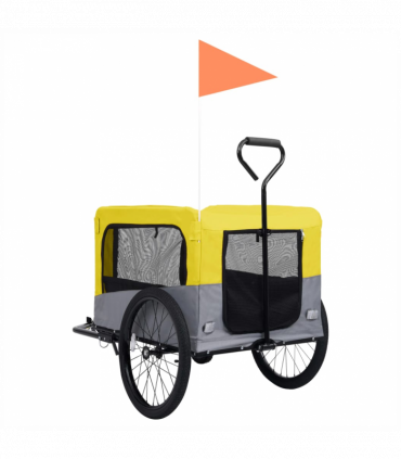 2-in-1 Pet Bike Trailer & Jogging Stroller Yellow and Grey
