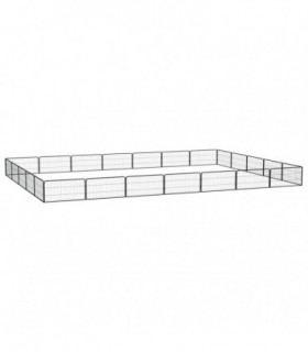 24-Panel Dog Playpen Black 100x50 cm Powder-coated Steel