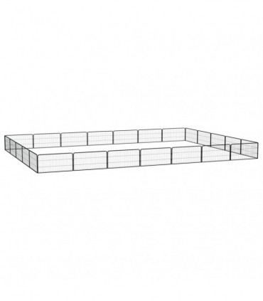 24-Panel Dog Playpen Black 100x50 cm Powder-coated Steel