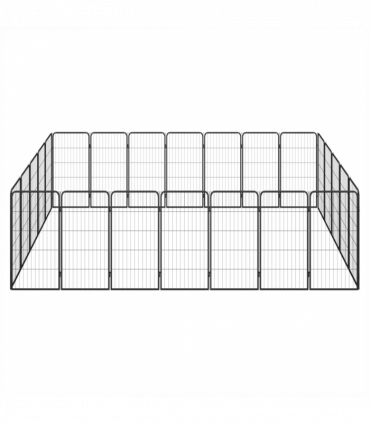 24-Panel Dog Playpen Black 50x100 cm Powder-coated Steel