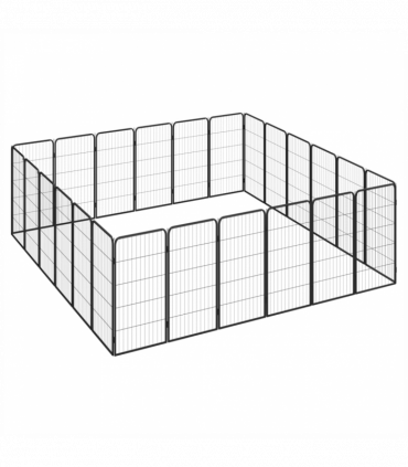 24-Panel Dog Playpen Black 50x100 cm Powder-coated Steel