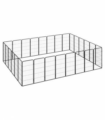 28-Panel Dog Playpen Black 50x100 cm Powder-coated Steel