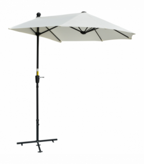 Steel Cream 2m Half Parasol Market Crank Handle, Cross Base, Cream White