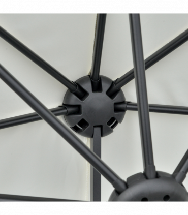 Steel Cream 2m Half Parasol Market Crank Handle, Cross Base, Cream White