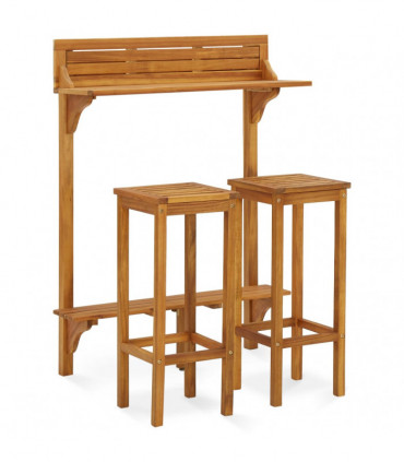 3 Piece Balcony Bar Set Solid Acacia Wood