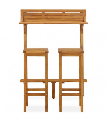 3 Piece Balcony Bar Set Solid Acacia Wood