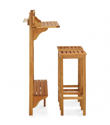 3 Piece Balcony Bar Set Solid Acacia Wood