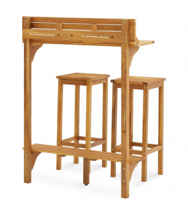 3 Piece Balcony Bar Set Solid Acacia Wood