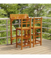 3 Piece Balcony Bar Set Solid Wood Acacia