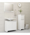 3 Piece Bathroom Furniture Set White Engineered Wood