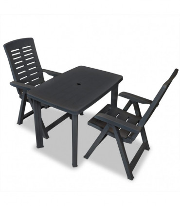 3 Piece Bistro Set Plastic Anthracite