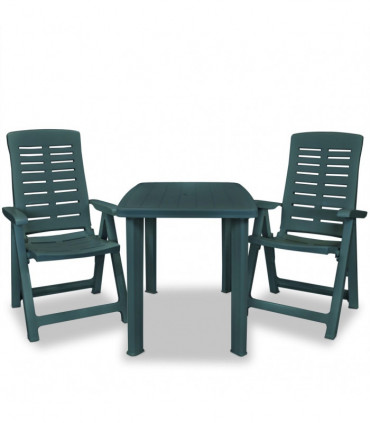 3 Piece Bistro Set Plastic Green