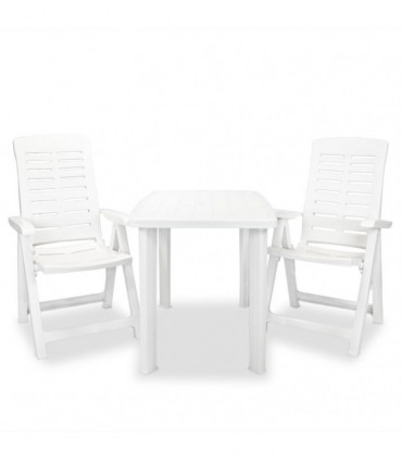 3 Piece Bistro Set Plastic White