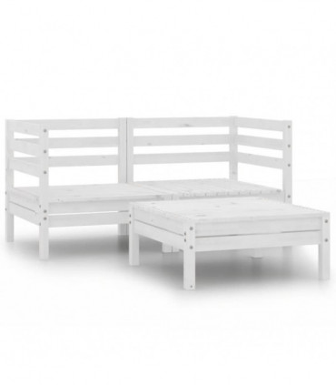 3 Piece Garden Lounge Set Solid Pinewood White