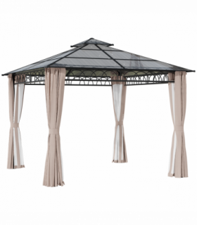 Gazebo Polycarbonate Black, Dark Grey, Khaki 300x300cm Two-tier hardtop roof