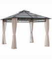 Gazebo Polycarbonate Black, Dark Grey, Khaki 300x300cm Two-tier hardtop roof