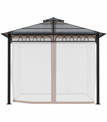 Gazebo Polycarbonate Black, Dark Grey, Khaki 300x300cm Two-tier hardtop roof