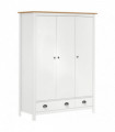 3-Door Wardrobe Hill Range White 127x50x170 cm Solid Pine Wood