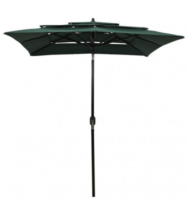 3-Tier Parasol with Aluminium Pole Green 2x2 m