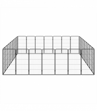 32-Panel Dog Playpen Black 50x100 cm Powder-coated Steel
