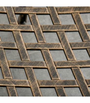 3Pc Cast Aluminium Garden Bistro Set for 2 Parasol Hole, Cushions Bronze