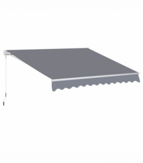 3x2.5m Manual Awning Canopy Sun Shade Shelter with Winding Handle, Grey