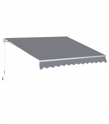 3x2.5m Manual Awning Canopy Sun Shade Shelter with Winding Handle, Grey