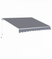 3x2.5m Manual Awning Canopy Sun Shade Shelter with Winding Handle, Grey