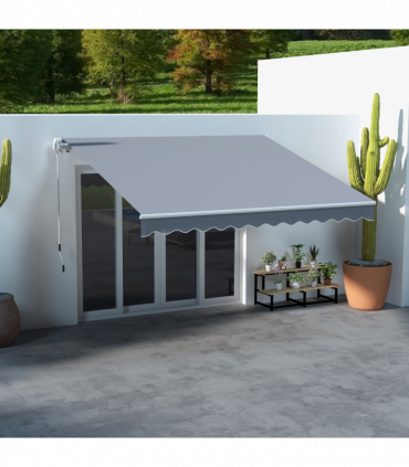 3x2.5m Manual Awning Canopy Sun Shade Shelter with Winding Handle, Grey