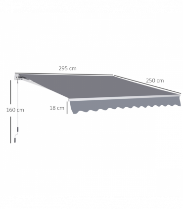 3x2.5m Manual Awning Canopy Sun Shade Shelter with Winding Handle, Grey