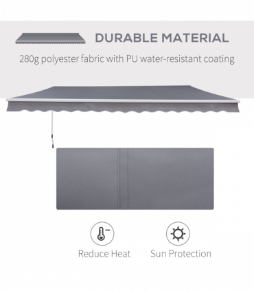 3x2.5m Manual Awning Canopy Sun Shade Shelter with Winding Handle, Grey