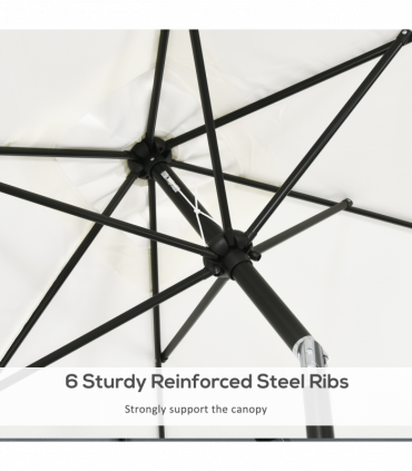 3x2m Patio Parasol Canopy Tilt Crank 6 Ribs Sun Shade Garden White