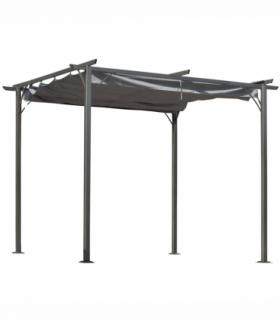 3x3 m Metal Pergola Gazebo Awning Retractable Canopy Grey 3x3m