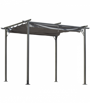 3x3 m Metal Pergola Gazebo Awning Retractable Canopy Grey 3x3m