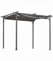 3x3 m Metal Pergola Gazebo Awning Retractable Canopy Grey 3x3m