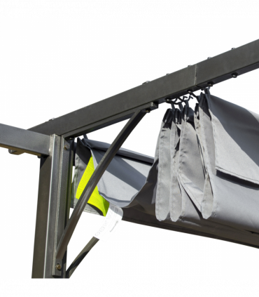 3x3 m Metal Pergola Gazebo Awning Retractable Canopy Grey 3x3m