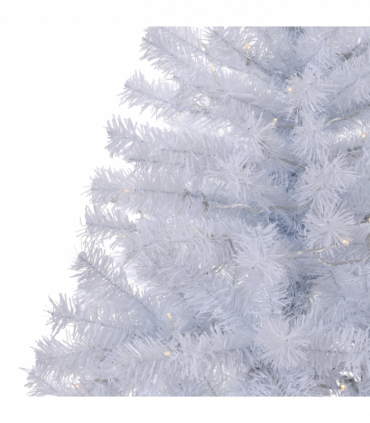 4 FT Pre-lit Artificial Christmas Tree, Hinged Xmas Pine Tree with 346 Branch Tips, 140 Lights and Remote Control for Holiday Party Office Home, White