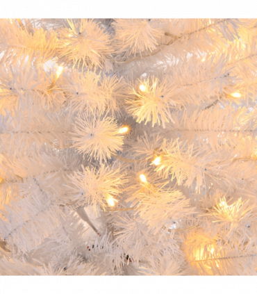 4 FT Pre-lit Artificial Christmas Tree, Hinged Xmas Pine Tree with 346 Branch Tips, 140 Lights and Remote Control for Holiday Party Office Home, White